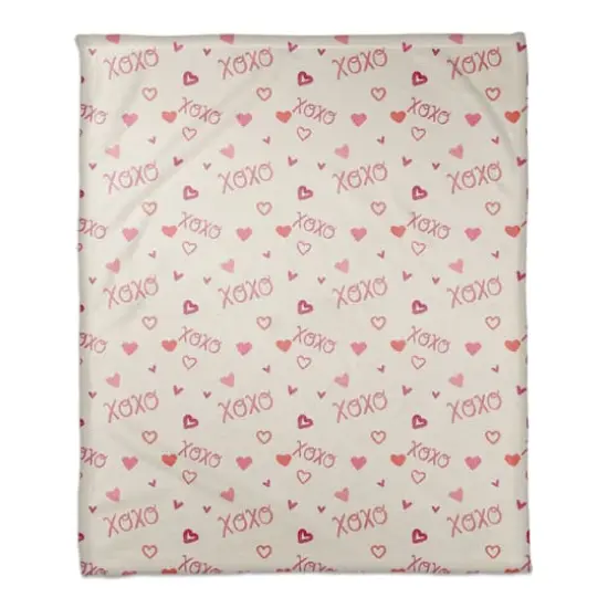 XOXO Pattern 50" x 60" Coral Fleece Blanket {1}