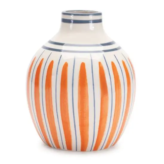 Orange Multi-Striped Stone Vase Set {3}