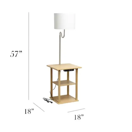 Simple Designs 57" 2 Tier Floor Lamp with USB & Outlet Tan {4}