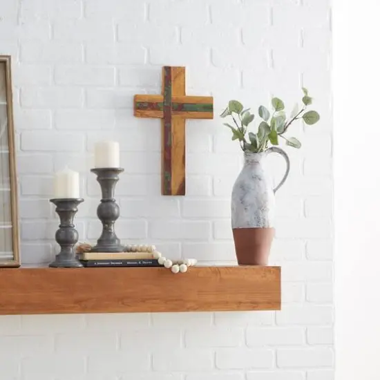 Brown Wood Industrial Cross Wall Decor, 20" x 12" x 2" {12}