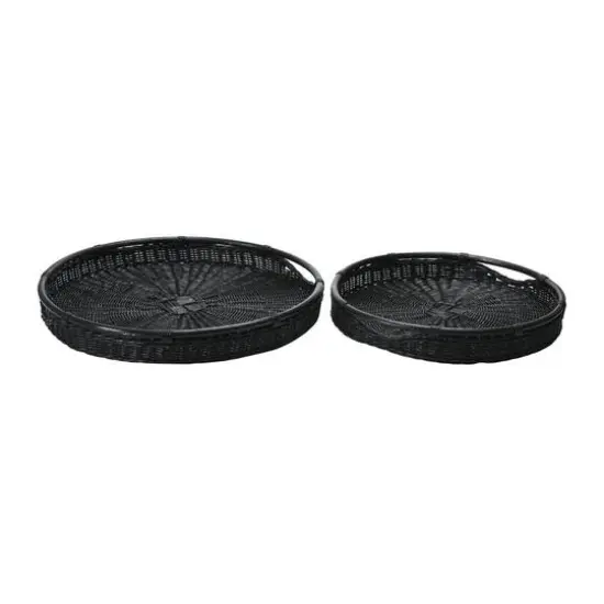 Hello Honey&reg; Black Wicker Trays with Handle Set {6}