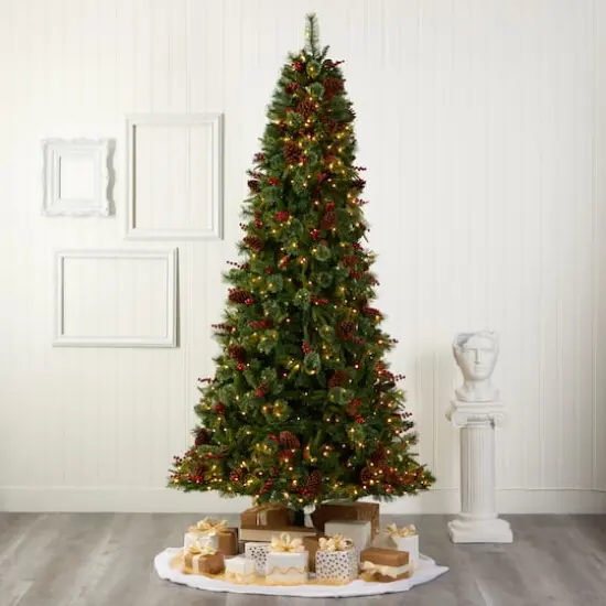 9ft. Pre-Lit Norway Mixed Pine Artificial Christmas Tree, Clear LED Lights {3}