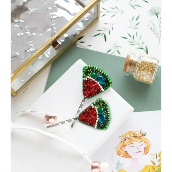 Abris Art Watermelon Slice Hairpin Bead Embroidery Decoration Kit {1}