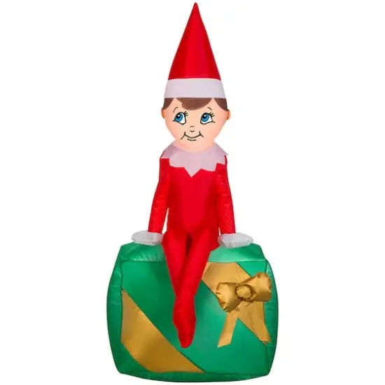 3.5ft. Airblown&reg; Inflatable Christmas Elf on Present {1}
