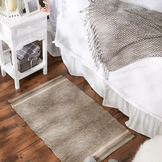 DII&reg; Modern Stripe Variegated Handwoven Recycled Yarn Rug, 2ft. x 3ft. Stone {4}