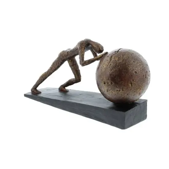 15" Brown Sisyphus Abstract Human Figurine Sculpture {5}