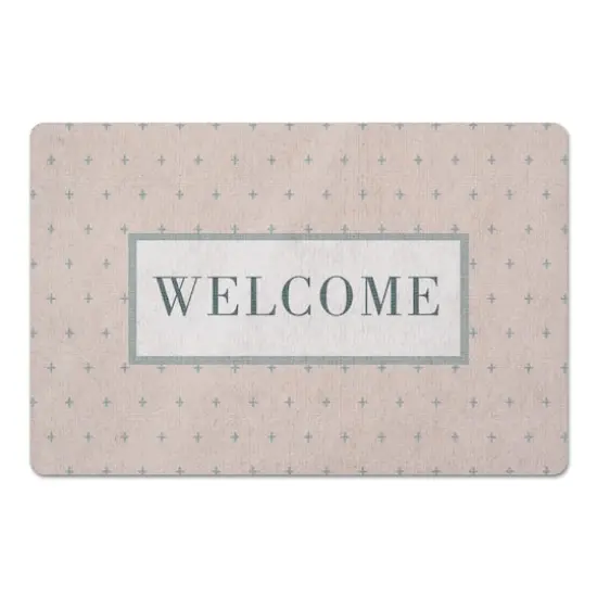 Welcome Plus Floor Mat Blue/Blush {1}