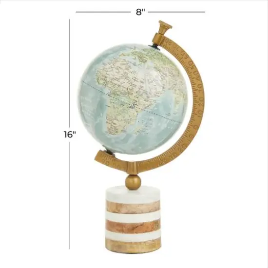 16" Blue Ceramic & Metal Coastal Globe {13}