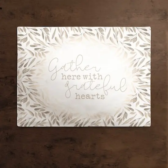 Greige Leaves Gather Polyester Twill Placemat {3}