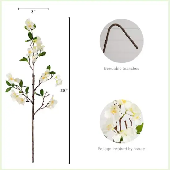 38" White Blossom Flower Stems, 3ct. {5}