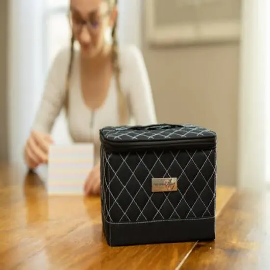 Everything Mary Black & Blue Quilted Collapsible Sewing Kit Organizer Box {7}