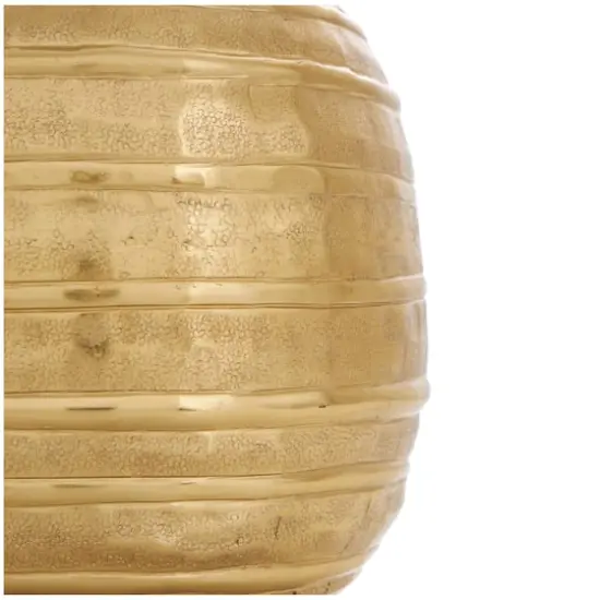 13" Gold Metal Snakeskin Inspired Vase with Dimensional Linear Accents {5}