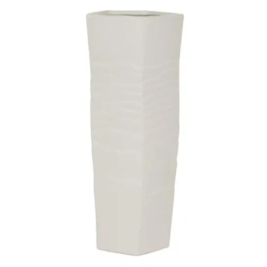 White Ceramic Contemporary Vase, 16" x 6" x 6" {1}