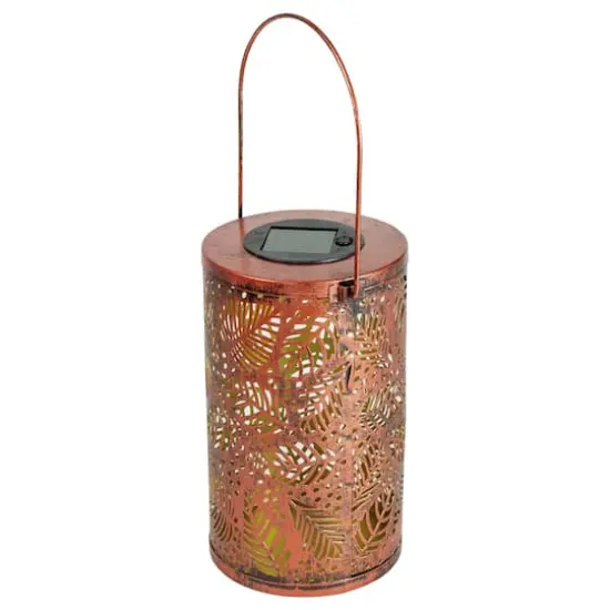 8" Bronze Foliage Outdoor Solar Lantern with Handle {1}