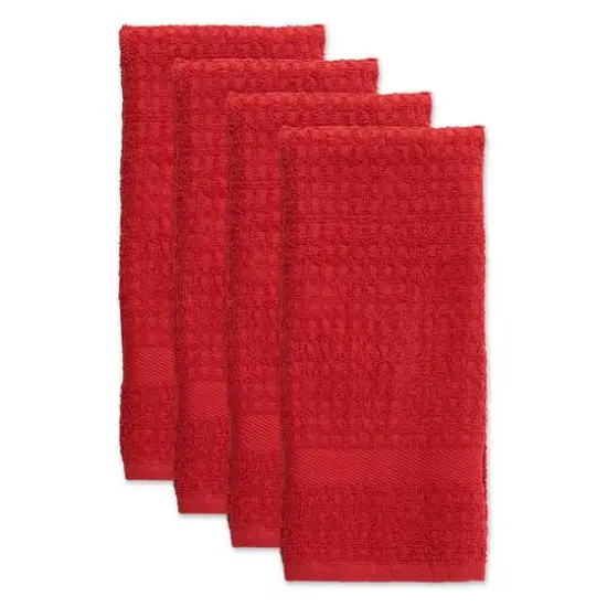 DII&reg; Solid Red Waffle Terry Dishtowel, 4ct. {4}