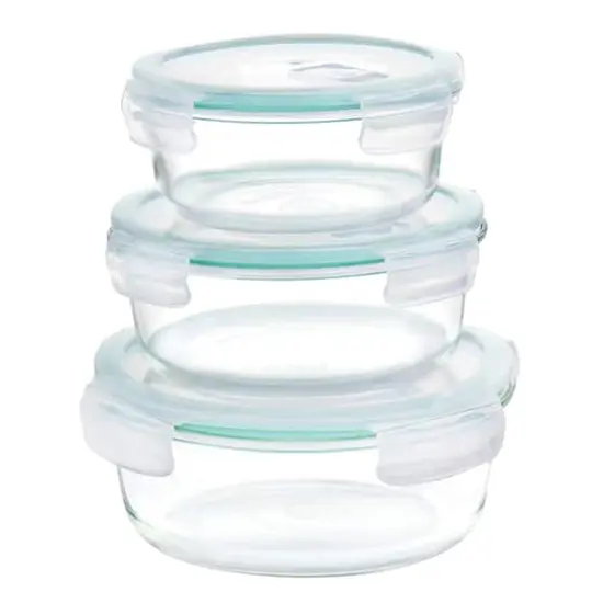 Martha Stewart Round Glass Storage Container Set with Leak Proof Lids {1}