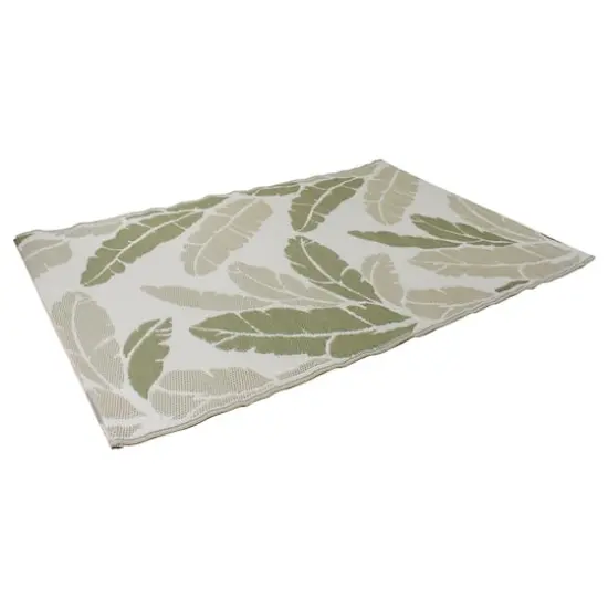 Green & White Palm Leaf Rectangular Outdoor Area Rug, 4ft. x 6ft. {4}