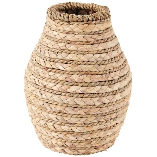 10" Light Brown Seagrass Handmade Braided Vase {1}