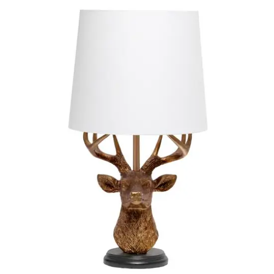Simple Designs&trade; 17" Copper Deer Antler Table Lamp with White Shade {1}