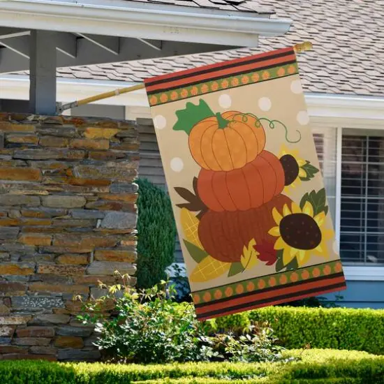 40" Pumpkins & Sunflowers Autumn Harvest Garden Flag {4}