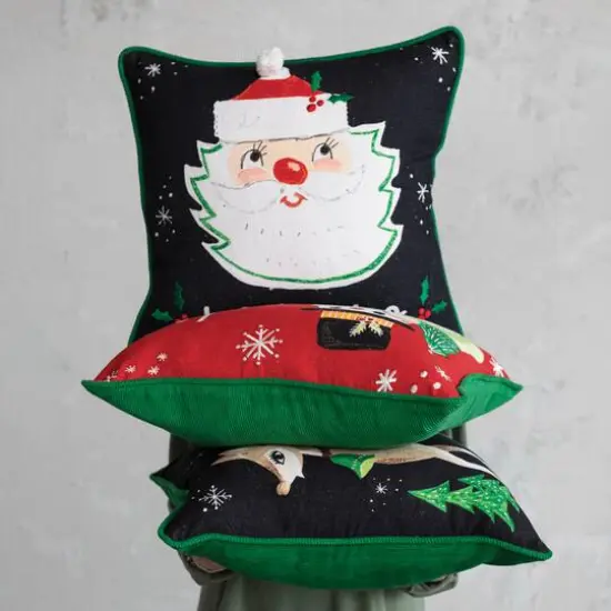 Hello Honey® Let It Snow Square Cotton Printed Pillow with Snowman {3}