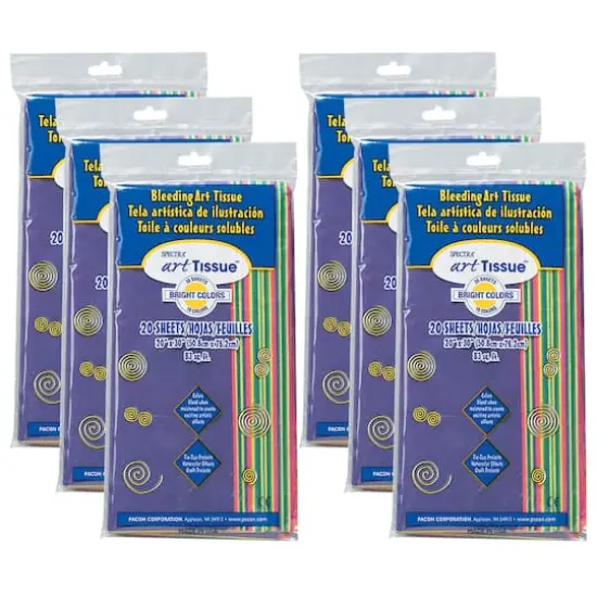 Spectra&reg; Bright Colors Deluxe Bleeding Art Tissue&trade;, 6 Packs of 20 {1}