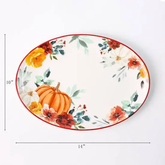 14" Pumpkin & Fall Florals Oval Platter by Ashland&reg; {5}