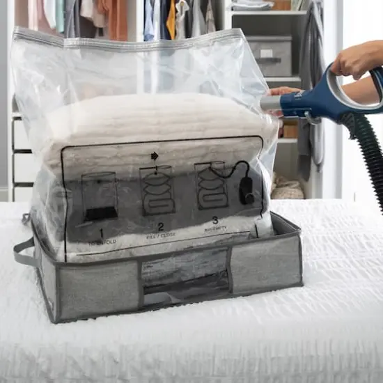 Simplify Heather Gray 2-in-1 Under The Bed Vacuum Storage Bag & Tote {4}