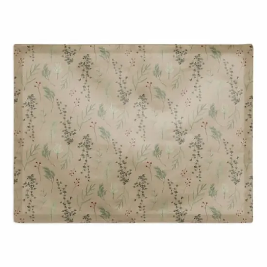 Pine Greenery on Brown Cotton Twill Placemat {1}