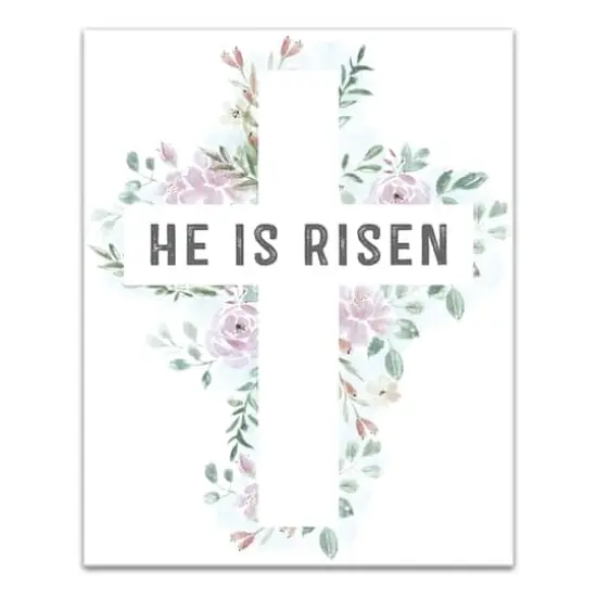 Watercolor Floral Cross 2 16" x 20" Canvas Wall Art {1}