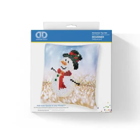 Diamond Dotz&reg; Beginner Snowman Top Hat Decorative Mini Pillow Kit {3}