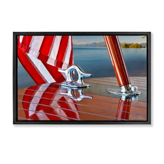 Stupell Industries Flag On Boat Hull Floater Framed Art Black {1}