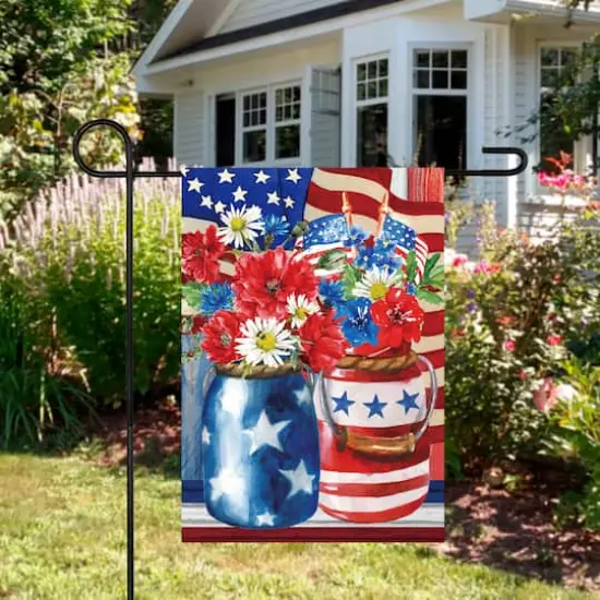 Patriotic Americana Floral Bouquet Outdoor Garden Flag, 12.5" x 18" {4}