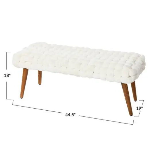 Hello Honey&reg; Cream Chunky Woven Velvet Entryway Bench {7}