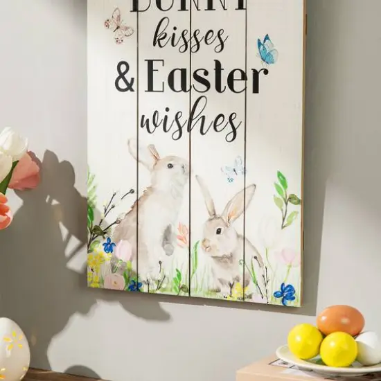 Glitzhome&reg; 18" Easter Wooden Bunny Wall D&eacute;cor {6}