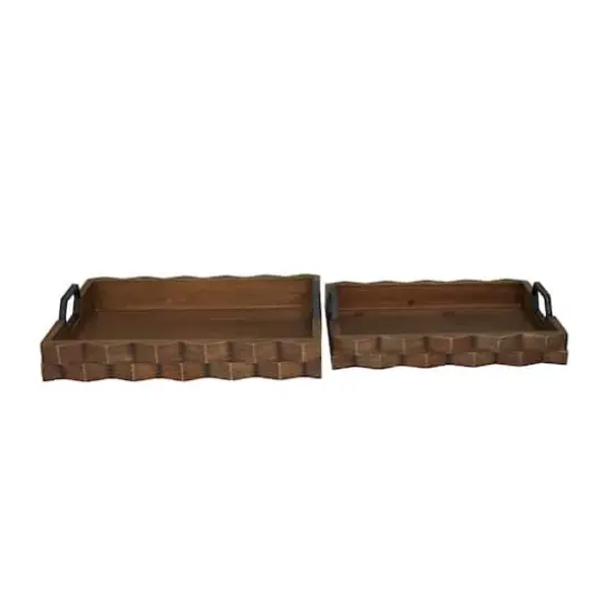 Dark Brown Modern Tray, Set of 2" 14", 16" {1}