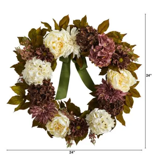24" Peony, Dahlia & Hydrangea Wreath {5}