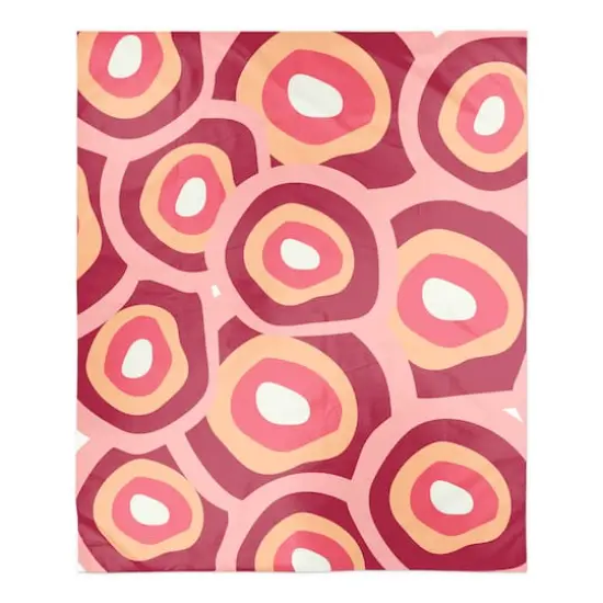 Funky Circles Pattern 50" x 60" Coral Fleece Blanket {1}
