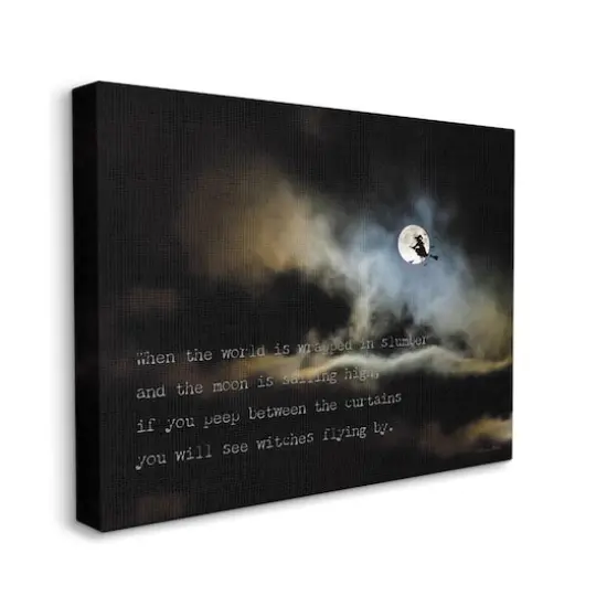 Stupell Industries Witch Flying By Moon Canvas Wall Art {4}