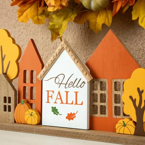 Glitzhome&reg; 20" Fall Wood House Table D&eacute;cor {5}
