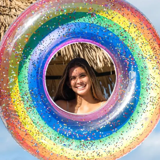 PoolCandy Classic Rainbow Glitter Jumbo Pool Tube {1}