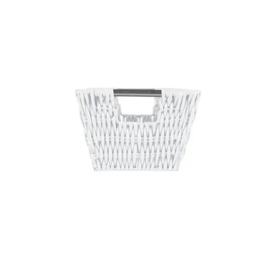 Simplify Small White Shelf Storage Rattan Tote Basket {3}