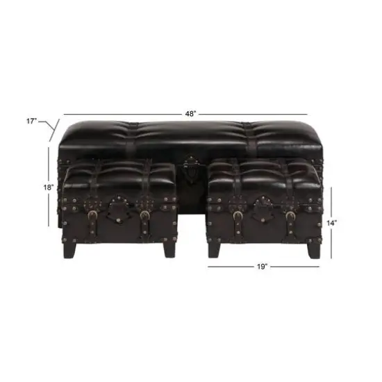 Dark Brown Cedar Traditional Storage Bench Set {5}