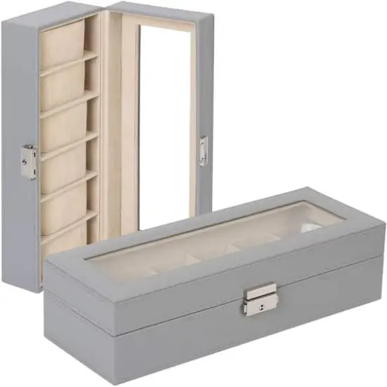 Ash Gray Hexa Leather Watch Box {5}