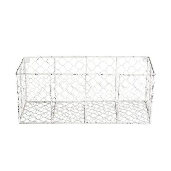 DII&reg; Medium Antique White Wall Mount Chicken Wire Baskets, 2ct. {3}