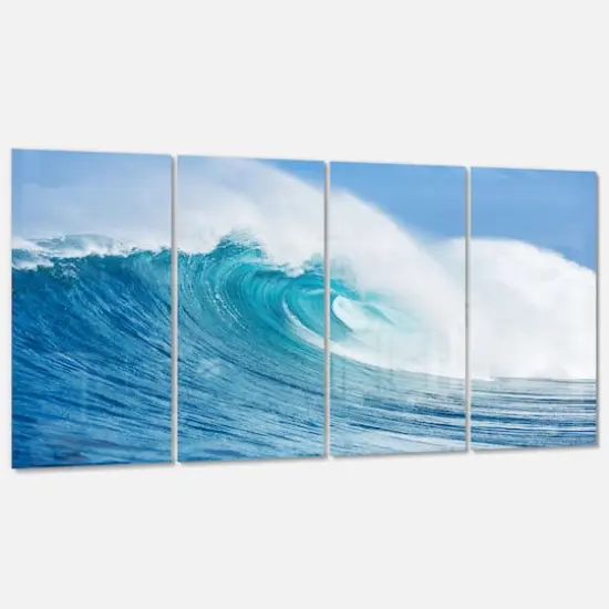 Designart - Blue Ocean Wave - Sea & Shore Photography on Wrapped Canvas set {4}