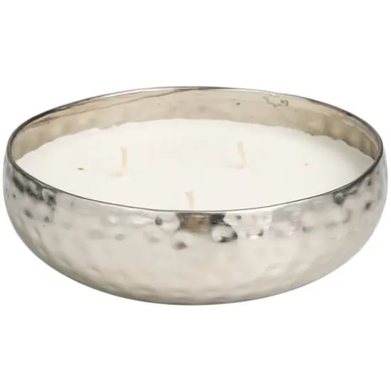 20oz. White Sage Scented White 3 Wick Candle in Hammered Silver Bowl {1}