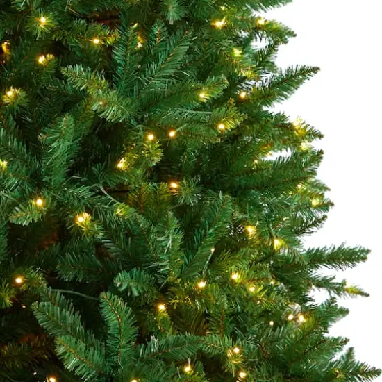 9ft. Pre-Lit Green Valley Fir Artificial Christmas Tree, Clear LED Lights {5}