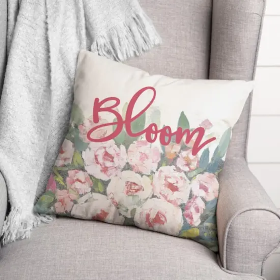 Pink Blooms Throw Pillow {3}