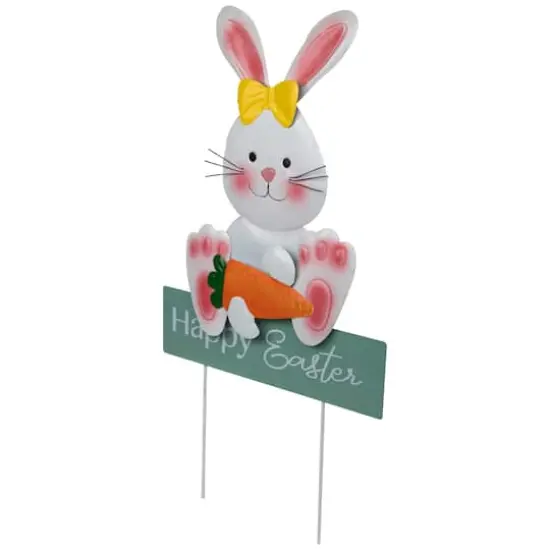 18.75" Bunny with Carrot Happy Easter Outdoor Garden Stake {4}